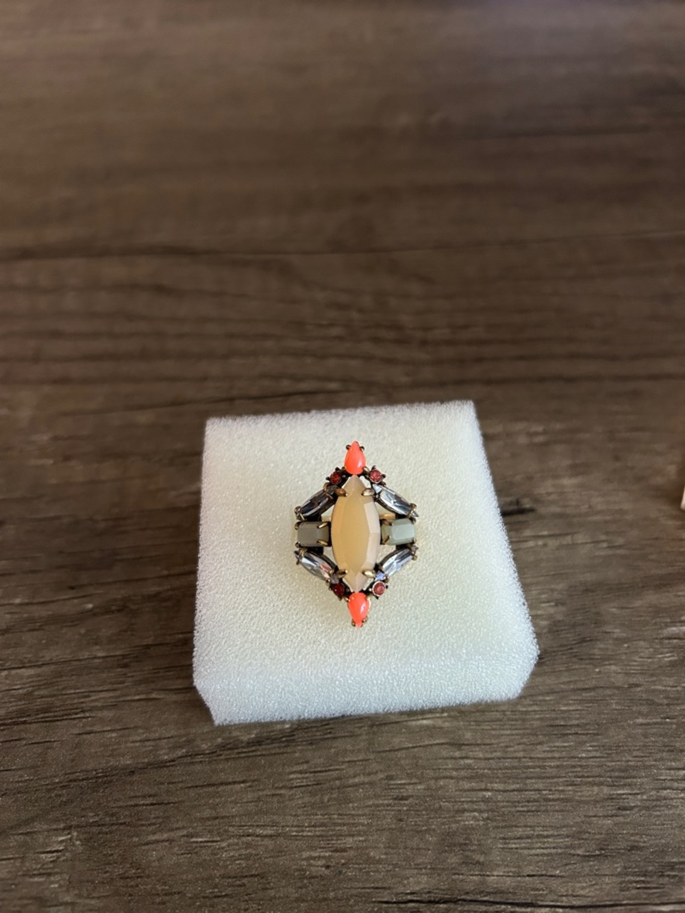 Stella & Dot Zinnia Split Ring Adjustable Gold Tone Statement Ring